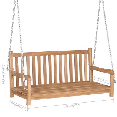 vidaXL Swing Bench with Blue Cushion 120 cm Solid Teak Wood