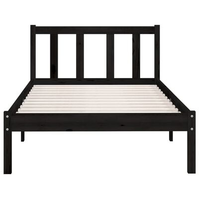 vidaXL Bed Frame without Mattress Black Solid Wood 90x200 cm