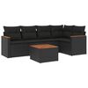 vidaXL 6 Piece Garden Sofa Set with Cushions Black Poly Rattan