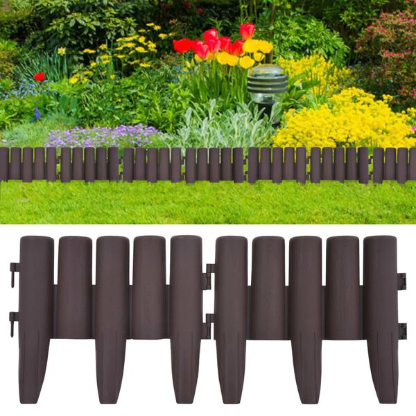 vidaXL Lawn Edgings 36 pcs Brown 10 m PP