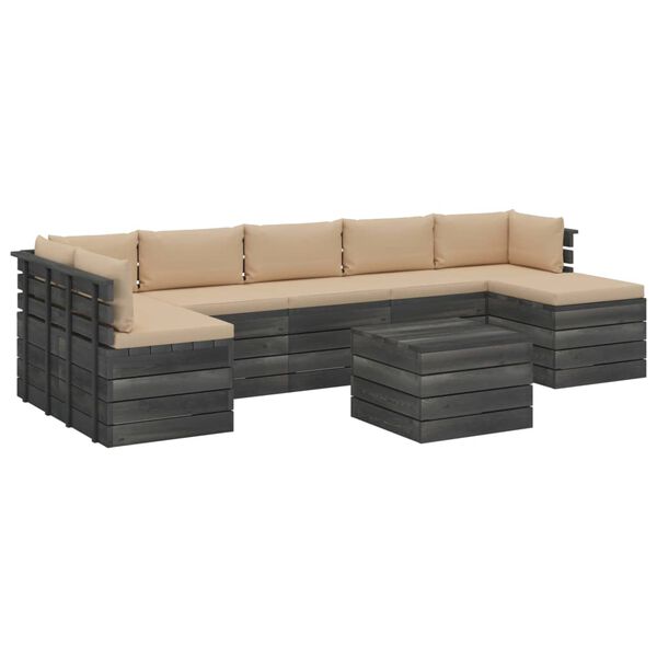 vidaXL 8 Piece Garden Pallet Lounge Set with Cushions Solid Pinewood