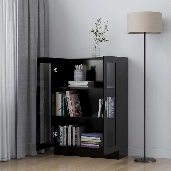 vidaXL Vitrine Cabinet Black 82.5x30.5x115 cm Engineered Wood