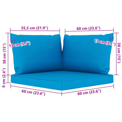vidaXL 6 Piece Garden Lounge Set with Light Blue Cushions