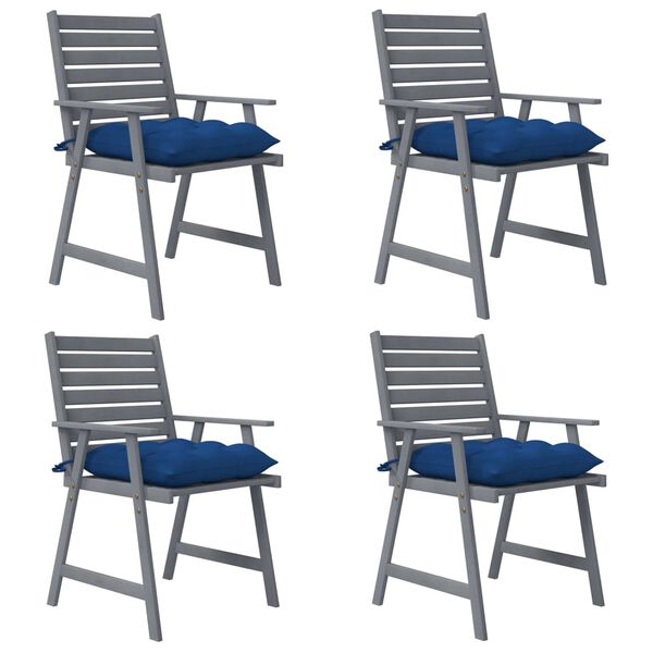vidaXL Outdoor Dining Chairs with Cushions 4 pcs Solid Wood Acacia