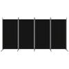 vidaXL 4-Panel Room Divider Black 346x180 cm Fabric