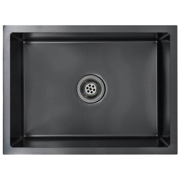 vidaXL Handmade Kitchen Sink Black Stainless Steel