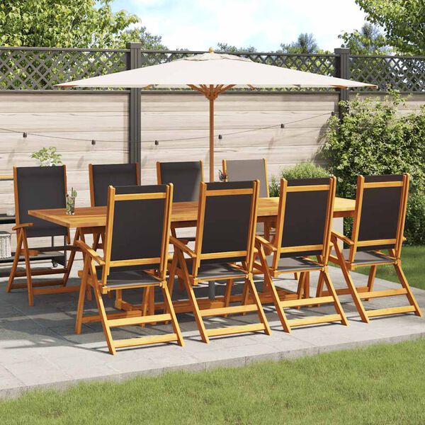 vidaXL Folding Garden Chairs 8 pcs Solid Wood Acacia and Textilene