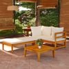 vidaXL 3 Piece Garden Lounge Set with Cream White Cushions Acacia Wood