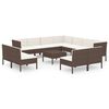 vidaXL 12 Piece Garden Lounge Set with Cushions Poly Rattan Brown