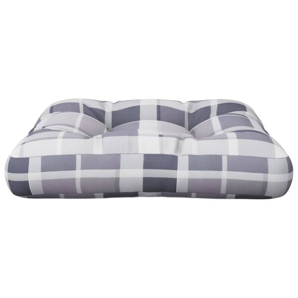 vidaXL Pallet Cushion Grey Check Pattern Fabric