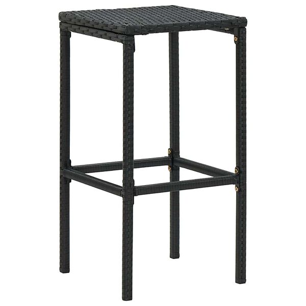vidaXL Bar Stools with Cushions 4 pcs Black Poly Rattan