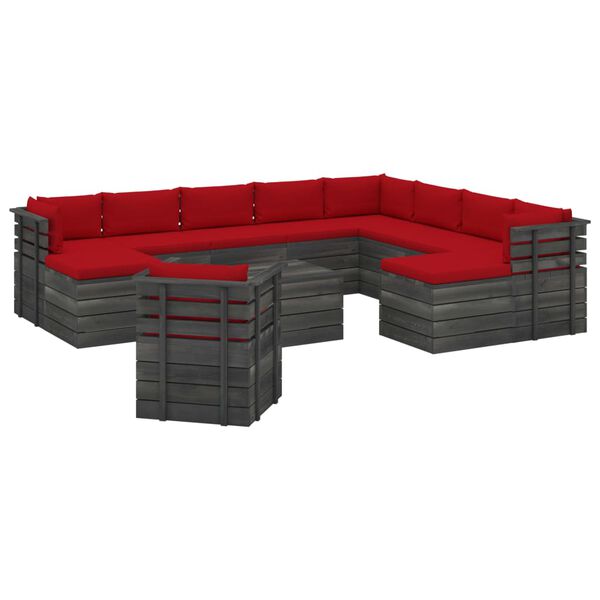 vidaXL 12 Piece Garden Pallet Lounge Set with Cushions Solid Pinewood