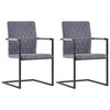 vidaXL Cantilever Dining Chairs 2 pcs Cantilever Dark Grey Faux Leather