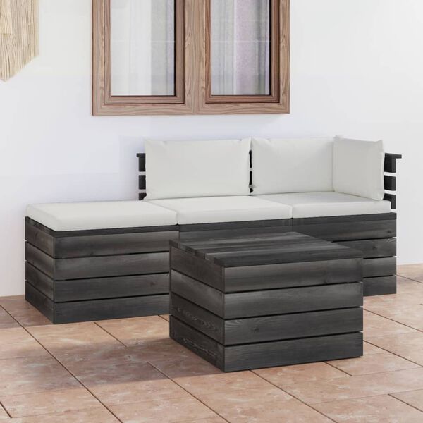 vidaXL 4 Piece Garden Pallet Lounge Set with Cushions Solid Pinewood
