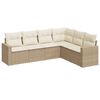 vidaXL 6 Piece Garden Sofa Set with Cushions Beige Poly Rattan