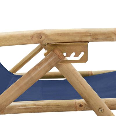 vidaXL Reclining Relaxing Chair Navy Blue Bamboo and Fabric