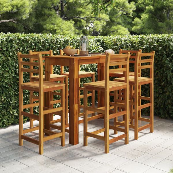 vidaXL 7 Piece Garden Bar Set Solid Wood Acacia