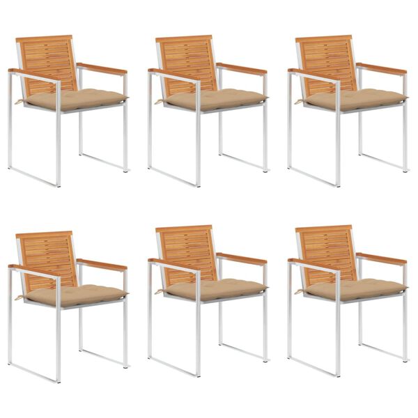 vidaXL Garden Chairs 6 pcs with Cushions Solid Acacia Wood