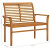 vidaXL Garden Bench Red Check Pattern Cushion 112 cm Solid Teak Wood