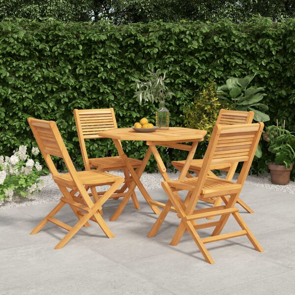 vidaXL 5 Piece Garden Dining Set Solid Wood Teak