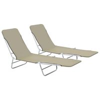 vidaXL Folding Sun Loungers 2 pcs Steel and Fabric Taupe