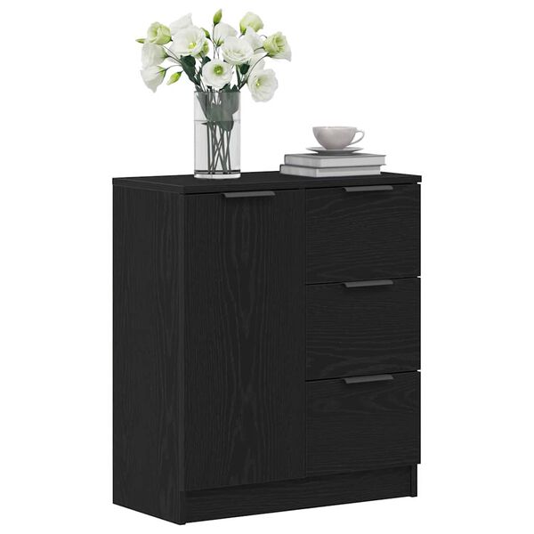 vidaXL Sideboard with Drawer Black Oak 60 x 30 x 70 cm Engineered Wood