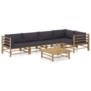 vidaXL Garden Lounge Set | Dark grey | Bamboo and 100% polyester fabric | Large