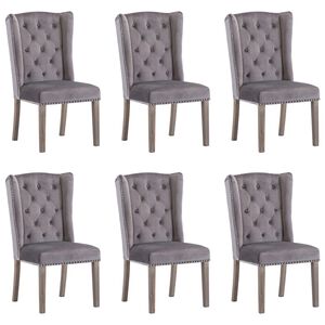 vidaXL Dining Chairs 6 pcs Grey Velvet