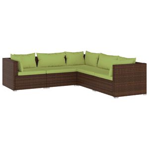 vidaXL Garden Lounge Set | Brown sofa, Green cushions