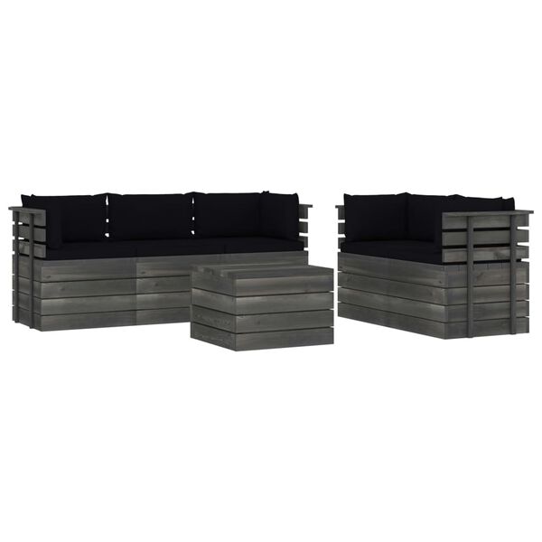 vidaXL 6 Piece Garden Pallet Lounge Set with Cushions Solid Pinewood