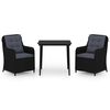 vidaXL 3 Piece Garden Dining Set Black