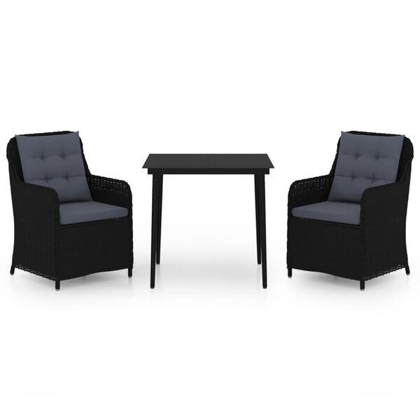 vidaXL 3 Piece Garden Dining Set Black