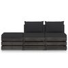 vidaXL 3 Piece Garden Lounge Set with Cushions Grey Impregnated Wood