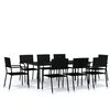 vidaXL 9 Piece Garden Dining Set Black