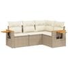 vidaXL 4 Piece Garden Sofa Set with Cushions Beige Poly Rattan