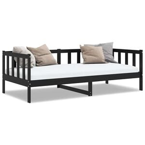 vidaXL Day Bed without Mattress Black Solid Wood Pine 90x200cm