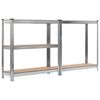 vidaXL Storage Shelves 2 pcs Silver 90x30x180 cm Steel and MDF