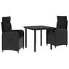vidaXL Garden Dining Set 3 pcs Black PE Rattan and Powder-Coated Steel