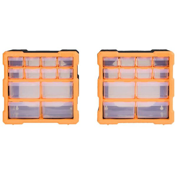 vidaXL Multi-drawer Organisers with 12 Drawers 2 pcs 26.5x16x26 cm