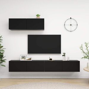 vidaXL 3 Piece TV Cabinet Set Black Engineered Wood