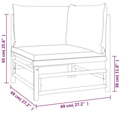 vidaXL 10 Piece Garden Lounge Set with Light Grey Cushions Bamboo