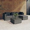 vidaXL 5 Piece Garden Lounge Set with Cushions Poly Rattan Grey