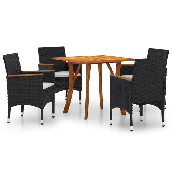 vidaXL 5 Piece Garden Dining Set Black