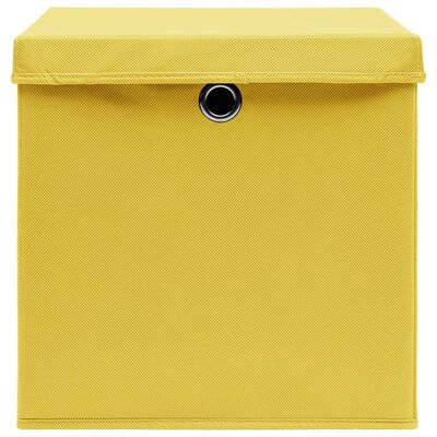 vidaXL Storage Boxes with Lids 4 pcs Yellow 32x32x32 cm Fabric