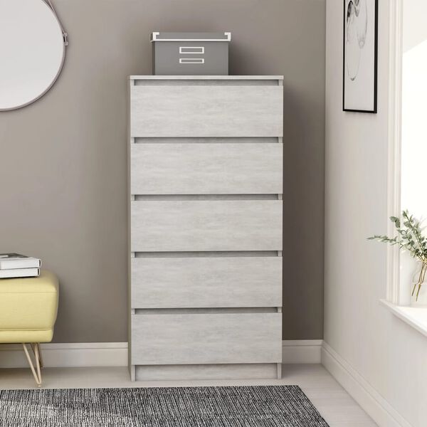vidaXL Drawer Sideboard Concrete Grey 60x35x121 cm Engineered Wood