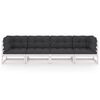 vidaXL 4-Seater Garden Sofa with Cushions Solid Pinewood
