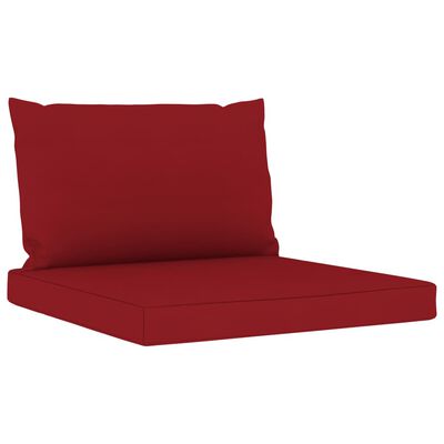 vidaXL Garden 3-Seater Pallet Sofa with Wine Red Cushions Pinewood