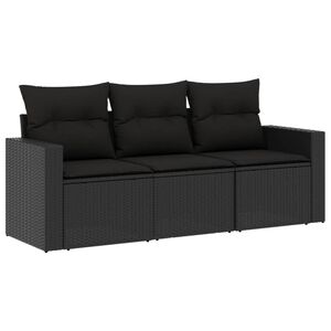 vidaXL 3 Piece Garden Sofa Set with Cushions Beige Poly Rattan