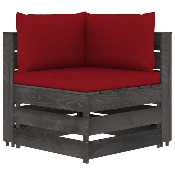 vidaXL 9 Piece Garden Lounge Set with Cushions Grey Impregnated Wood