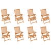 vidaXL Reclining Garden Chairs 8 pcs Solid Teak Wood